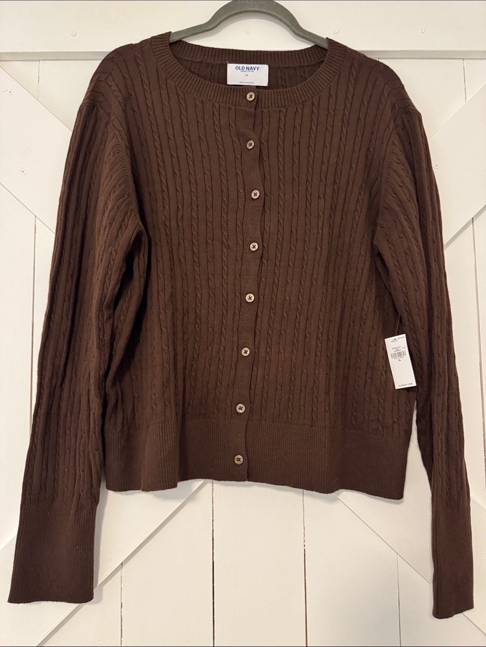 Old Navy Women's Brown Cable-Knit Button-Front Cardigan | Size XL